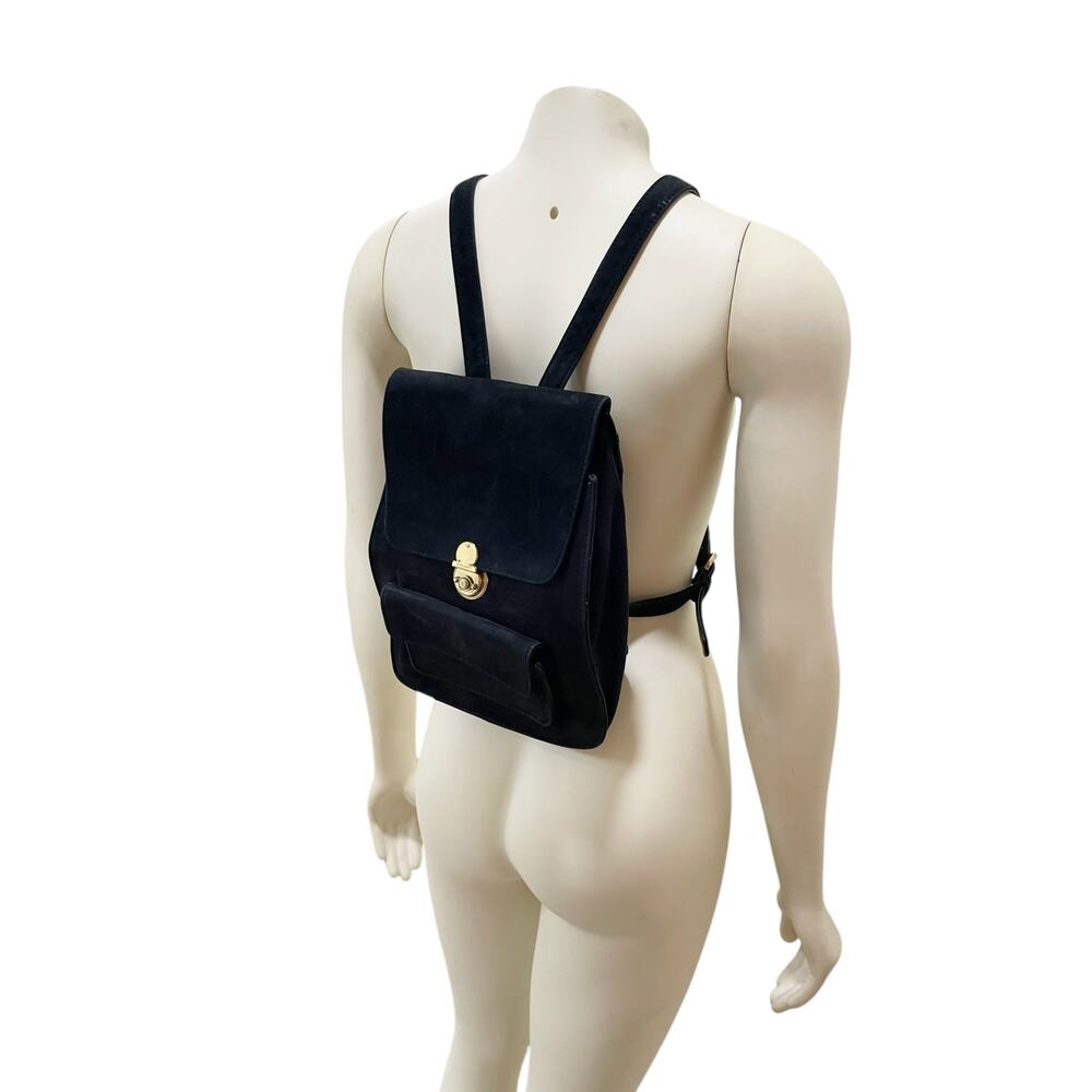 Ralph Lauren Suede Backpack with Gold Lock Vintage Rare - Picture 6 of 13